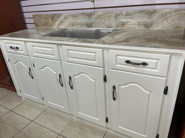Sink Cupboard- 6ft- (tile) white