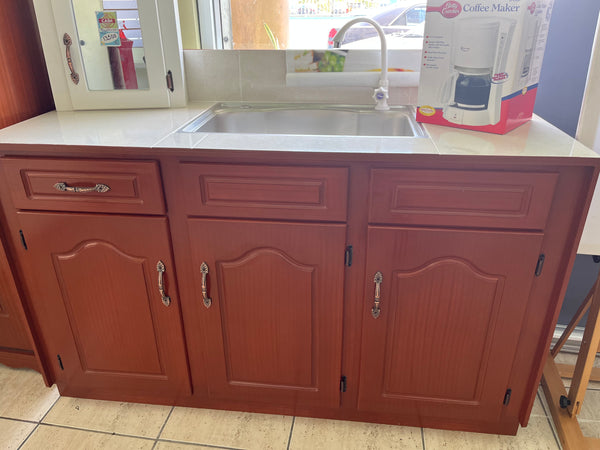 Sink Cupboard- 5ft (tile) G/Brown Stripe